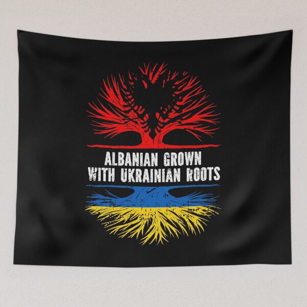 Item preview, Albanian Grown with Ukrainian Roots Flag designed and sold by CosmoKitsch.