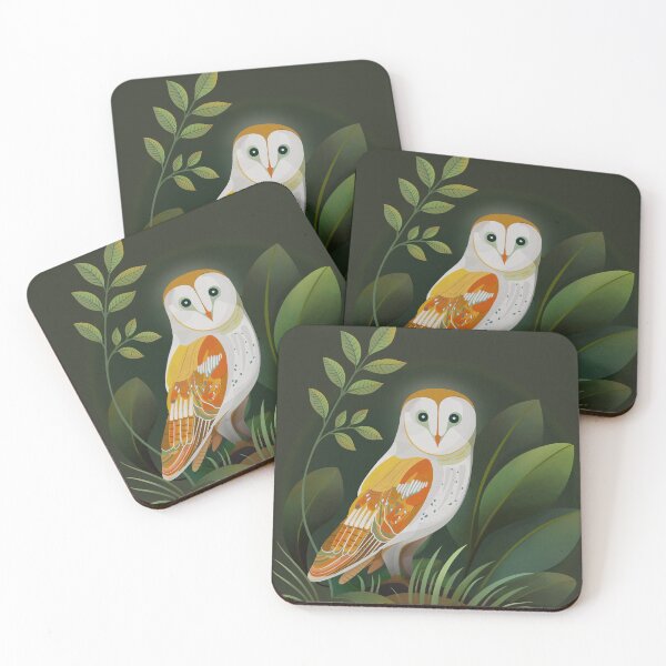 Item preview, Nocturne in Green – Barn Owl Botanical Illustration – Nature Art designed and sold by Scribbles on the Farm.
