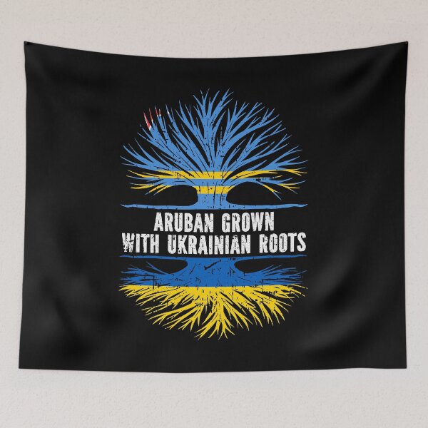 Item preview, Aruban Grown with Ukrainian Roots Flag designed and sold by CosmoKitsch.