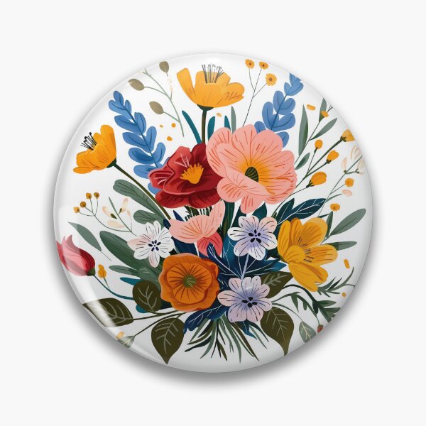 Item preview, Vibrant Folk Art Flower Bouquet - Colorful Botanical Art Print designed and sold by DesignArtist.ia.