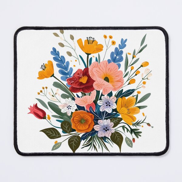 Item preview, Vibrant Folk Art Flower Bouquet - Colorful Botanical Art Print designed and sold by DesignArtist.ia.