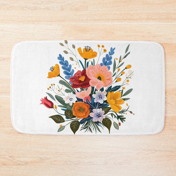 Item preview, Vibrant Folk Art Flower Bouquet - Colorful Botanical Art Print designed and sold by DesignArtist.ia.
