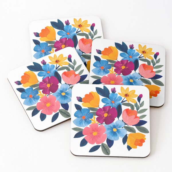 Item preview, Vibrant Folk Art Flower Bouquet - Colorful Botanical Art Print designed and sold by DesignArtist.ia.