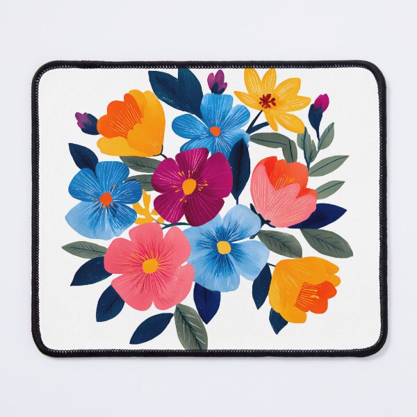 Item preview, Vibrant Folk Art Flower Bouquet - Colorful Botanical Art Print designed and sold by DesignArtist.ia.