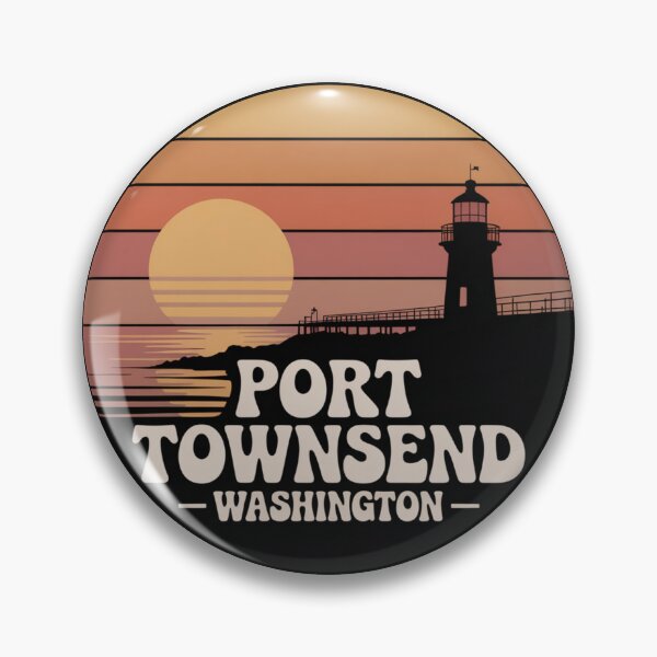 Item preview, Port Townsend Washington: Retro Sunset Lighthouse Badge designed and sold by CircinusStore.