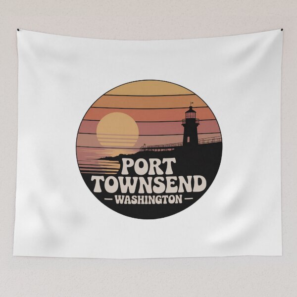 Item preview, Port Townsend Washington: Retro Sunset Lighthouse Badge designed and sold by CircinusStore.