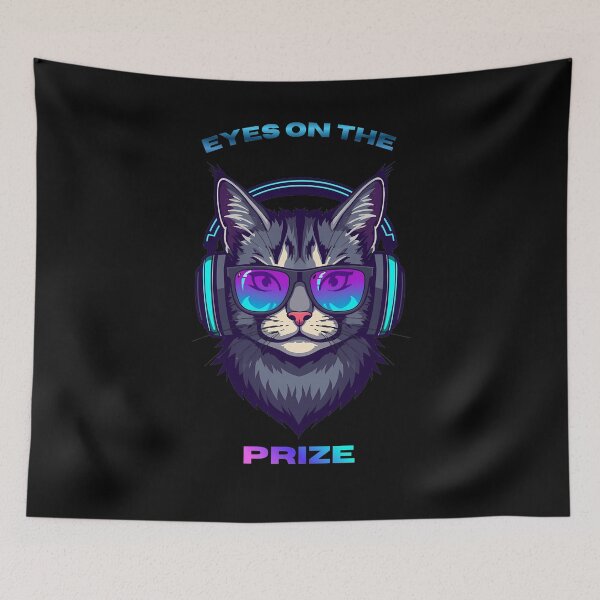 Item preview, Cyberpunk Gamer Cat - Eyes On The Prize Neon Art designed and sold by Quotable Gear.
