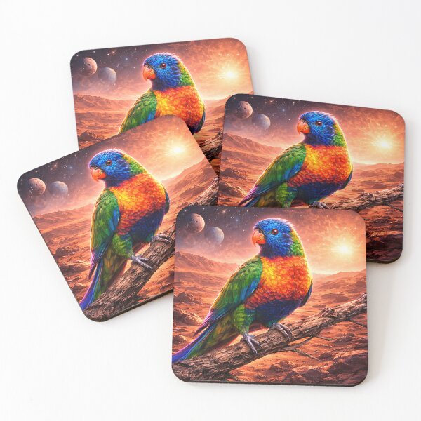 Item preview, Cosmic Rainbow Lorikeet in Alien Landscape designed and sold by ImaginingNebulae.