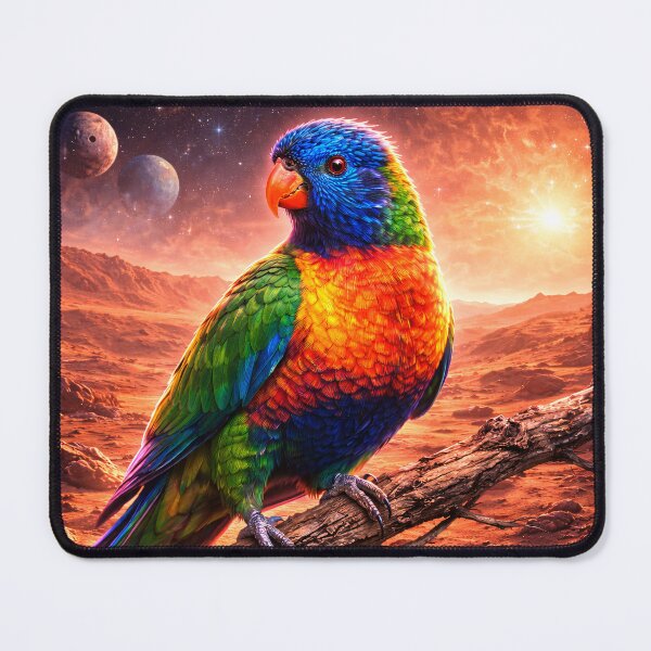 Item preview, Cosmic Rainbow Lorikeet in Alien Landscape designed and sold by ImaginingNebulae.