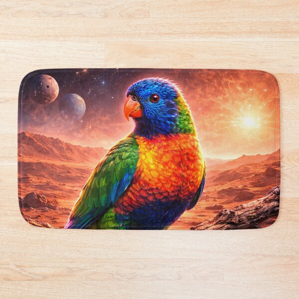 Item preview, Cosmic Rainbow Lorikeet in Alien Landscape designed and sold by ImaginingNebulae.