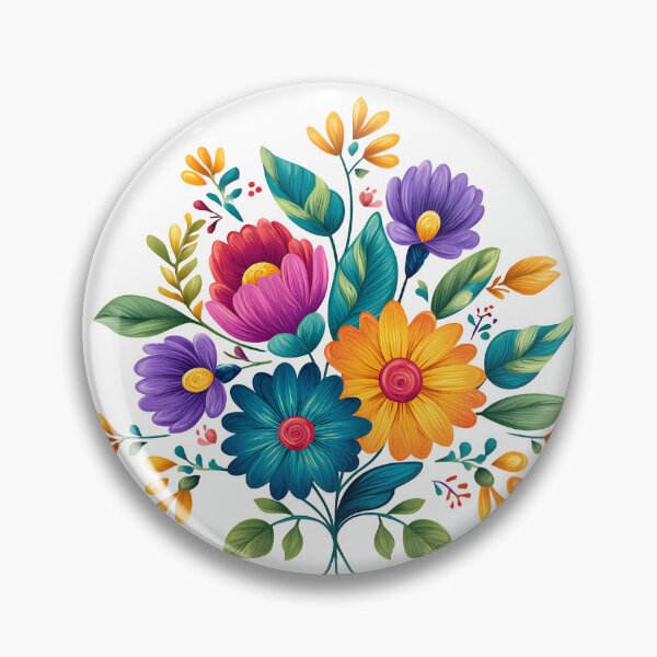 Item preview, Vibrant Folk Art Flower Bouquet - Colorful Botanical Art Print designed and sold by DesignArtist.ia.