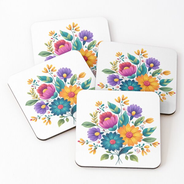 Item preview, Vibrant Folk Art Flower Bouquet - Colorful Botanical Art Print designed and sold by DesignArtist.ia.
