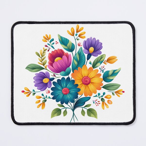 Item preview, Vibrant Folk Art Flower Bouquet - Colorful Botanical Art Print designed and sold by DesignArtist.ia.