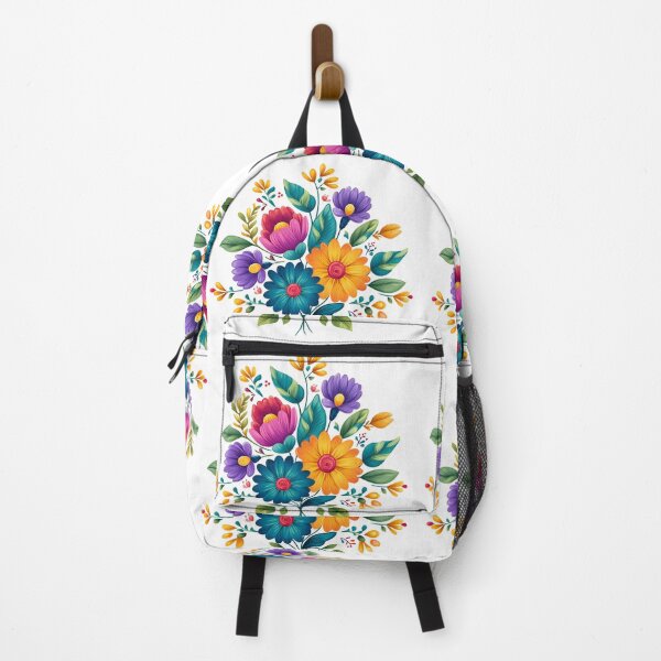 Item preview, Vibrant Folk Art Flower Bouquet - Colorful Botanical Art Print designed and sold by DesignArtist.ia.