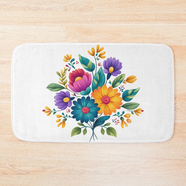 Item preview, Vibrant Folk Art Flower Bouquet - Colorful Botanical Art Print designed and sold by DesignArtist.ia.