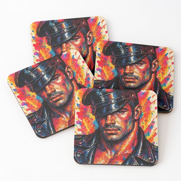 Item preview, Gay 1940s Vintage Biker Rebel Colorsplash Tom of Finland Tribute Leather Pride Graphic Design designed and sold by ItsAKinkThing.