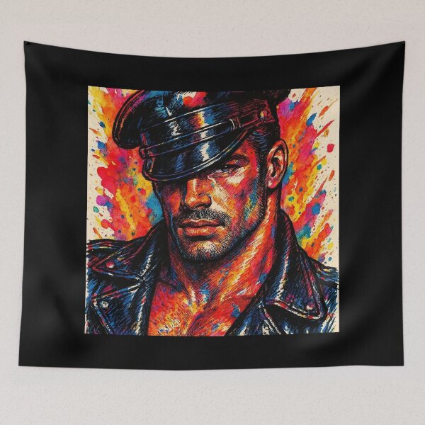 Item preview, Gay 1940s Vintage Biker Rebel Colorsplash Tom of Finland Tribute Leather Pride Graphic Design designed and sold by ItsAKinkThing.