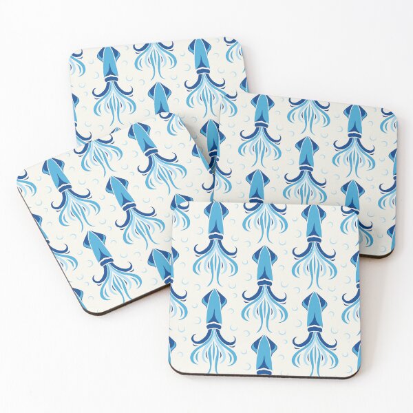 Item preview, 3635B - blue squid pattern designed and sold by RouCouCou.