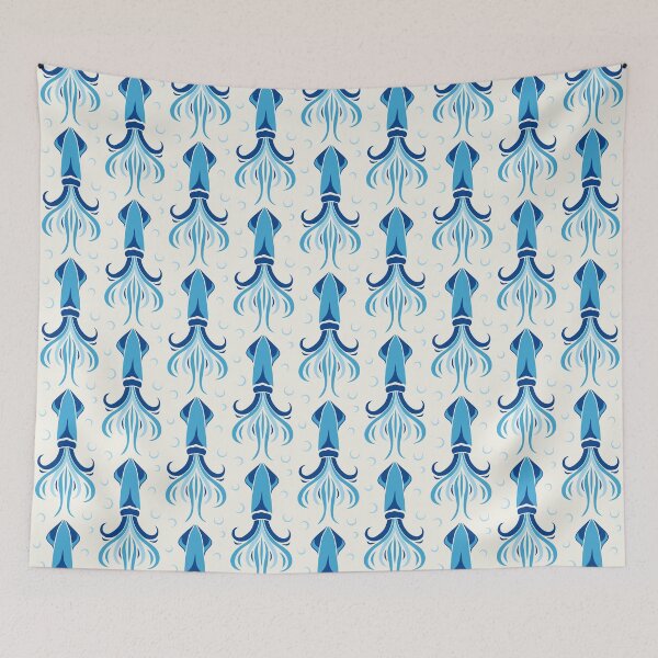 Item preview, 3635B - blue squid pattern designed and sold by RouCouCou.