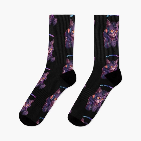 Item preview, Cyberpunk Gamer Cat - In The Zone Neon Gaming Art designed and sold by Quotable Gear.