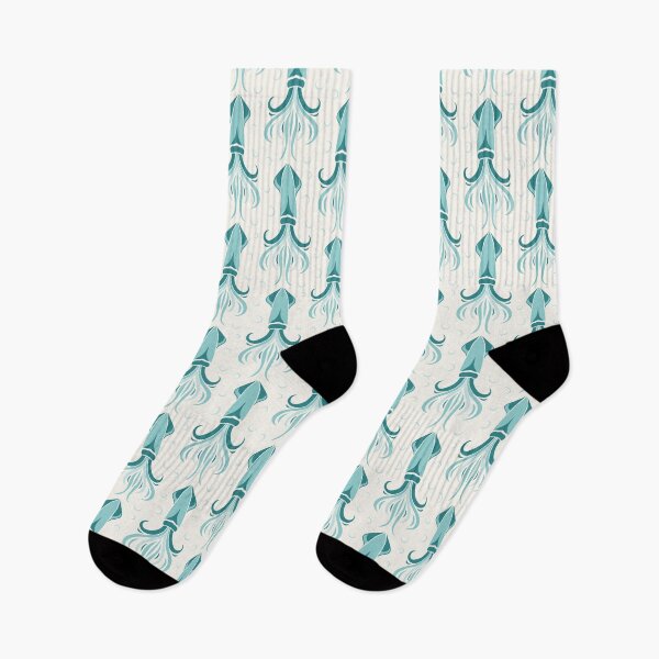 Item preview, 3635C - teal squid pattern designed and sold by RouCouCou.