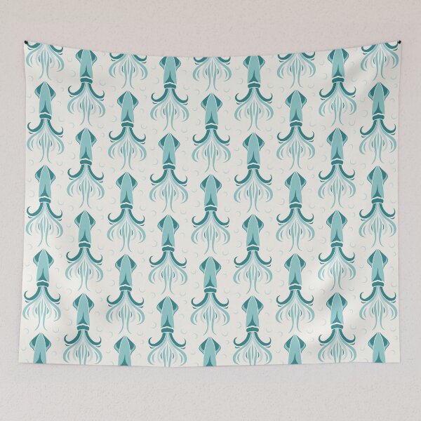 Item preview, 3635C - teal squid pattern designed and sold by RouCouCou.