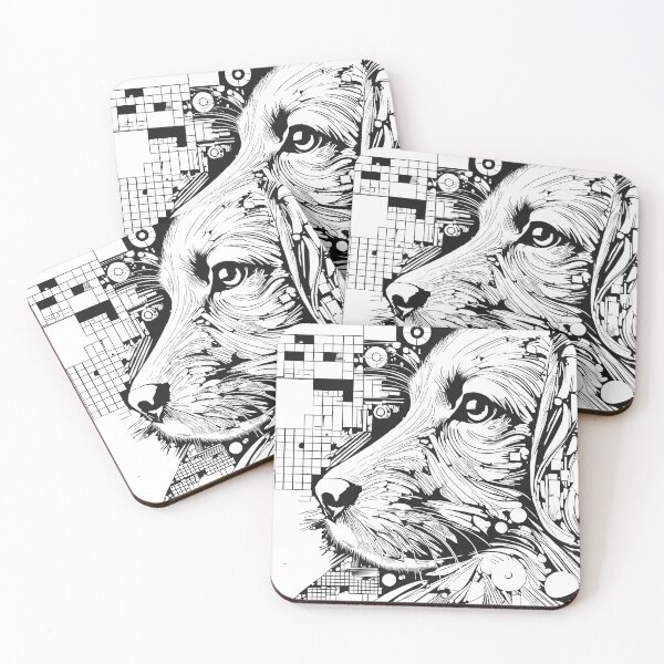 Item preview, Working Dog Study – Technical Ink Illustration – Abstract Animal Art designed and sold by Scribbles on the Farm.