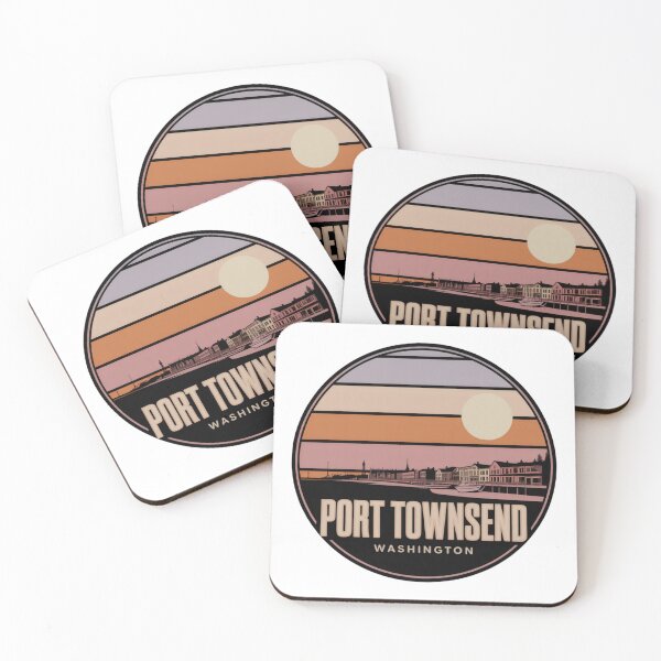 Item preview, Port Townsend Washington: Retro Lavender Sunset Waterfront Badge designed and sold by CircinusStore.