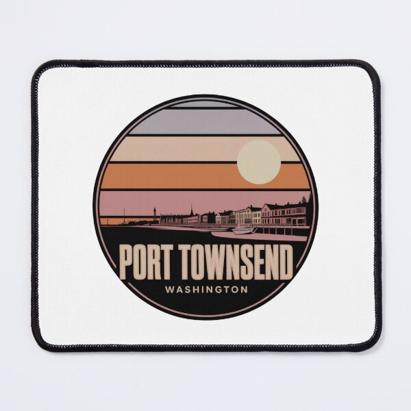 Item preview, Port Townsend Washington: Retro Lavender Sunset Waterfront Badge designed and sold by CircinusStore.