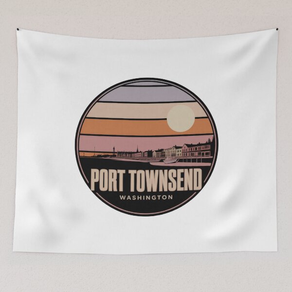 Item preview, Port Townsend Washington: Retro Lavender Sunset Waterfront Badge designed and sold by CircinusStore.