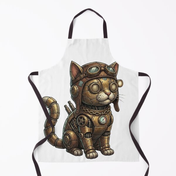 Item preview, Steampunk Robot Cat - Mechanical Warrior Kitten - Brass Gear Pet Art designed and sold by RS-Globalist-.