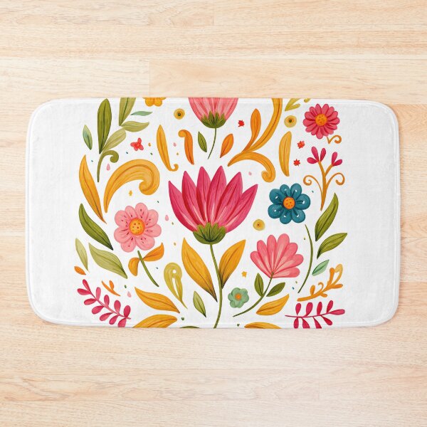 Item preview, Vibrant Folk Art Floral Wreath - Colorful Botanical Circle Art Print designed and sold by DesignArtist.ia.