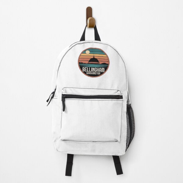Item preview, Bellingham Washington: Retro Teal Orange Sunset Badge designed and sold by CircinusStore.