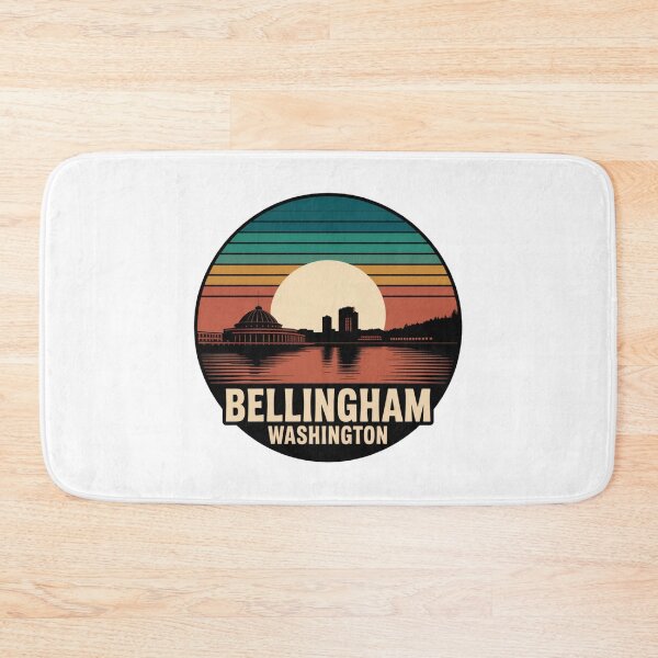 Item preview, Bellingham Washington: Retro Teal Orange Red Sunset Badge designed and sold by CircinusStore.