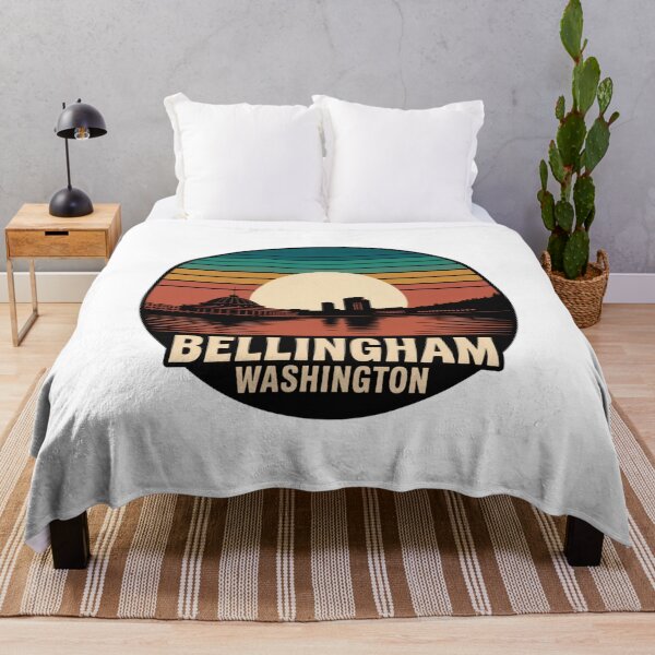 Item preview, Bellingham Washington: Retro Teal Orange Red Sunset Badge designed and sold by CircinusStore.