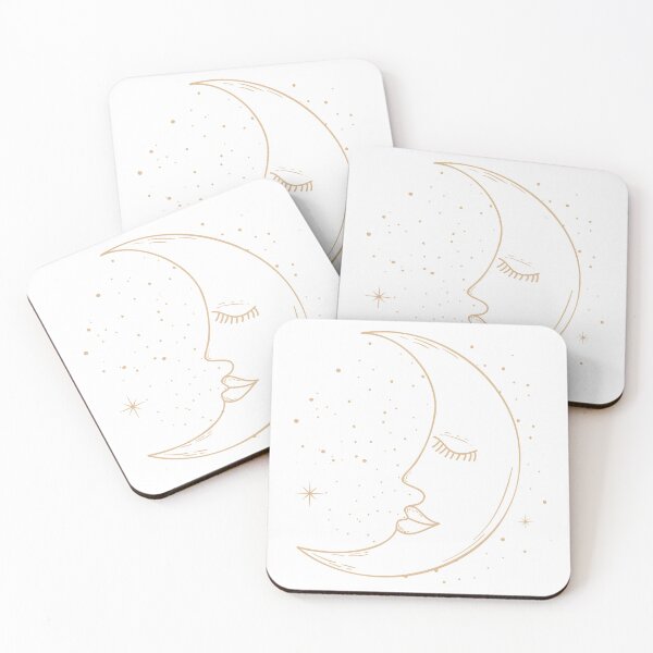 Item preview, Minimalist Moon with Face and Stars in Beige Tones | Elegant Celestial Design designed and sold by lunadesignsmoon.