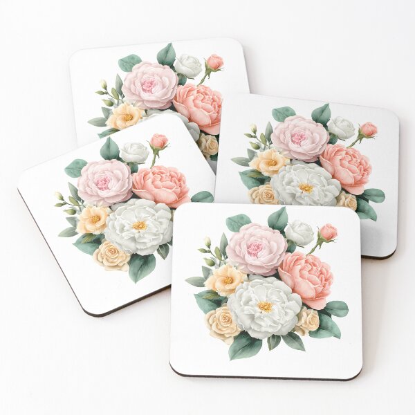 Item preview, Pastel Peony and Rose Bouquet - Elegant Romantic Floral Art Print designed and sold by DesignArtist.ia.