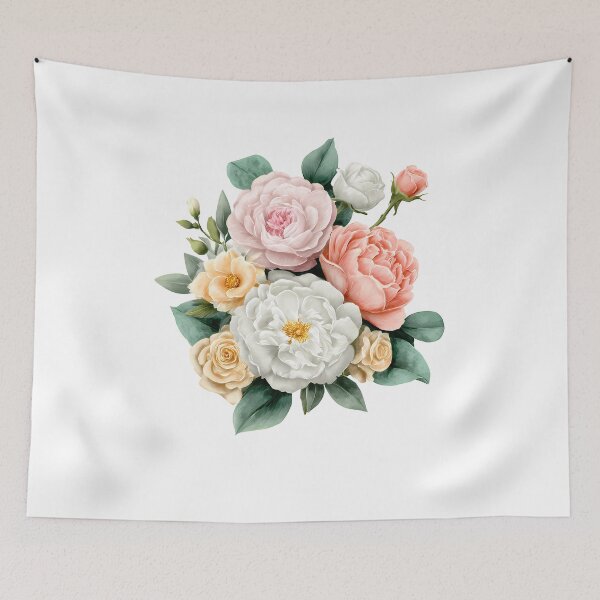 Item preview, Pastel Peony and Rose Bouquet - Elegant Romantic Floral Art Print designed and sold by DesignArtist.ia.