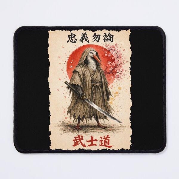 Item preview, Samurai stork Warrior Kawaii Retro Japanese Ink Illustration Fantasy Style Design designed and sold by Kladhadredo.