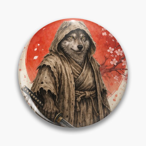 Item preview, Samurai wolf Warrior Kawaii Retro Japanese Ink Illustration Fantasy Style Design designed and sold by Kladhadredo.