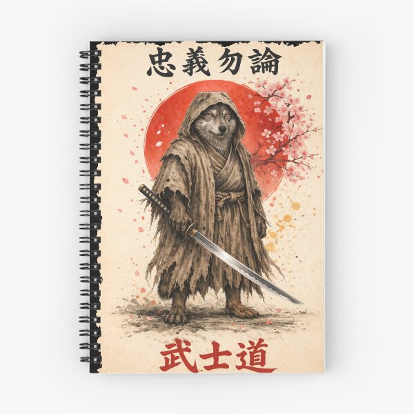 Item preview, Samurai wolf Warrior Kawaii Retro Japanese Ink Illustration Fantasy Style Design designed and sold by Kladhadredo.