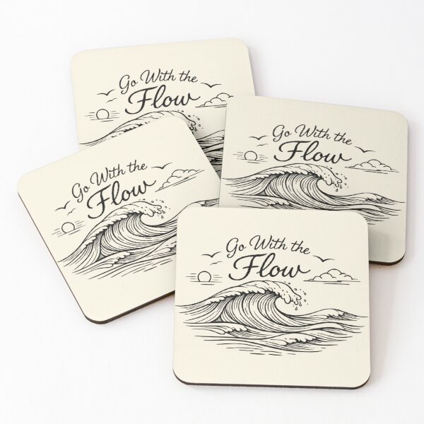 Item preview, Go With The Flow Wave Design | Dark Ocean Aesthetic Minimal Line Art designed and sold by MCV-Designs.