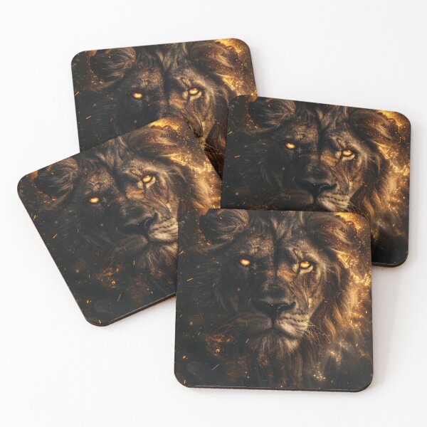 Item preview, Fiery Lion Portrait Dark Art designed and sold by QuantumDrift.