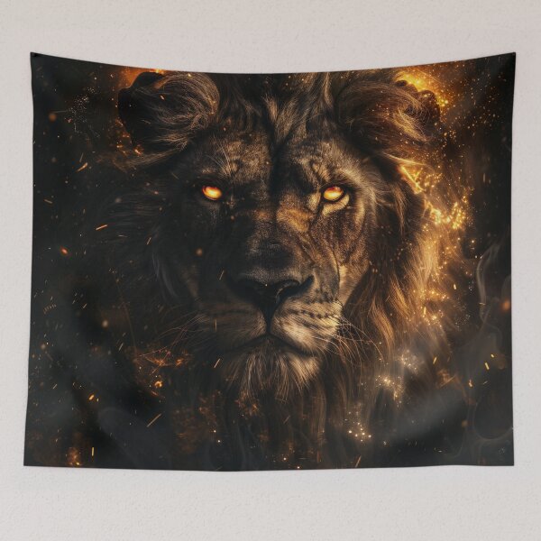 Item preview, Fiery Lion Portrait Dark Art designed and sold by QuantumDrift.