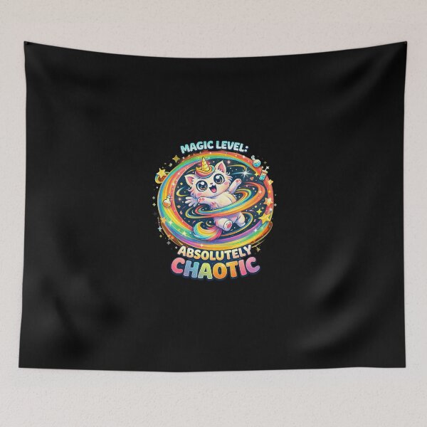 Item preview, Cat unicorn magic level absolutely chaotic funny rainbow cat sparkle farts  designed and sold by Rally Forge.