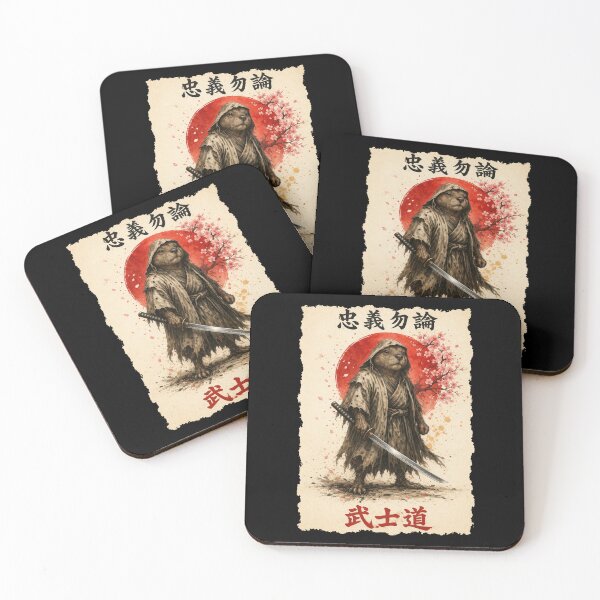Item preview, Retro Vintage Japanese ink art samurai Capybara illustration designed and sold by Kladhadredo.