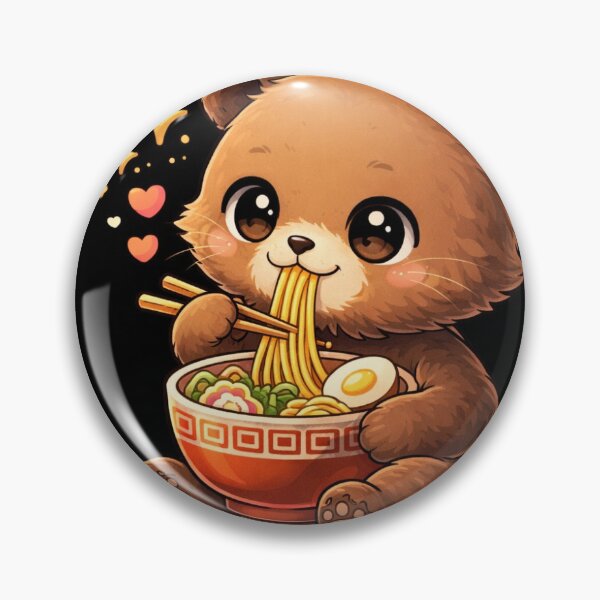 Item preview, Cute Anime Bear Eating Ramen – Kawaii Chibi Japanese Design designed and sold by StickerNovaa.