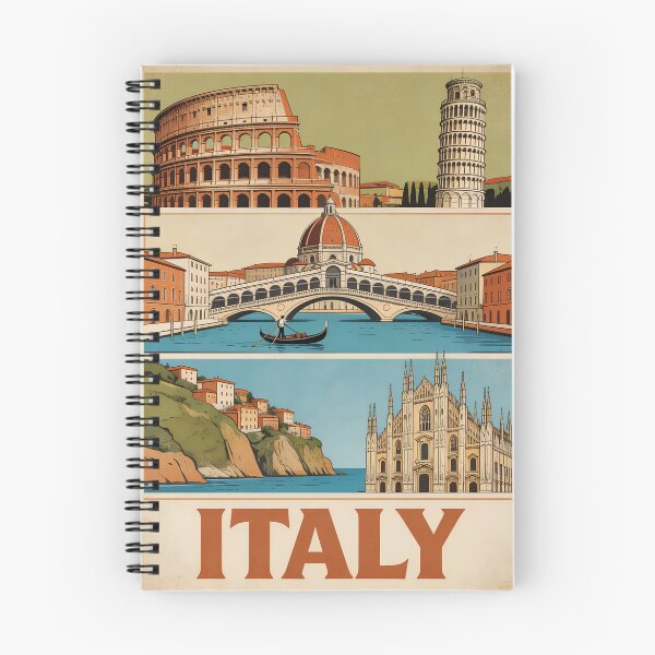 Item preview, Italy Vintage Picture - Iconic Landmarks Collage - Italia Retro Art designed and sold by Ar0undTheW0rld.