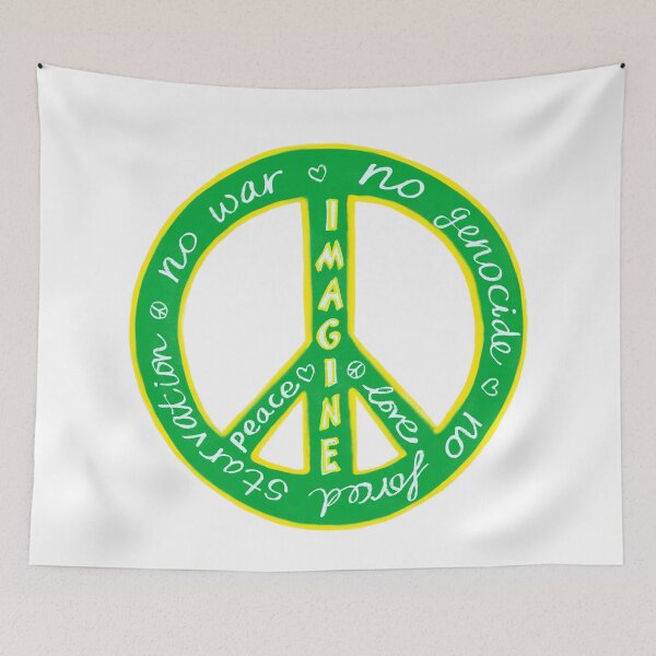 Item preview, Peace & Love Message Design – Imagine No War, Peace Symbol Fresh Green Yellow designed and sold by covetedcove.