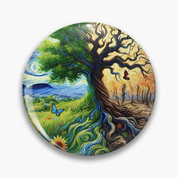 Artikelvorschau, Duality Tree Life vs Death Design, Dark Light Contrast Nature, Climate Change Surreal Landscape Art entworfen und verkauft von frankseebald.